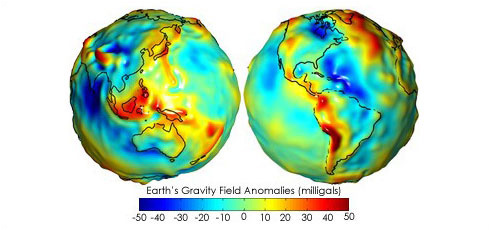  Modèle tridimensionnel de l’ondulation du géoïde de la surface terrestre. 